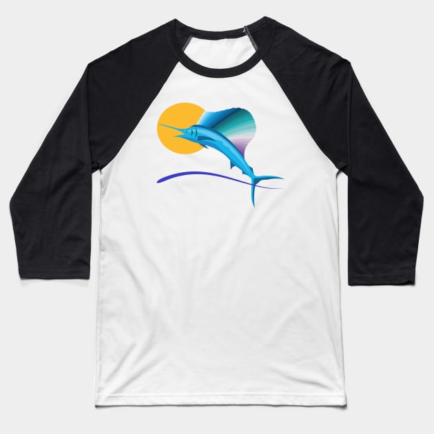 Swordfish Baseball T-Shirt by evisionarts